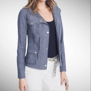 White House Black Market Cotton Denim Moto Jacket